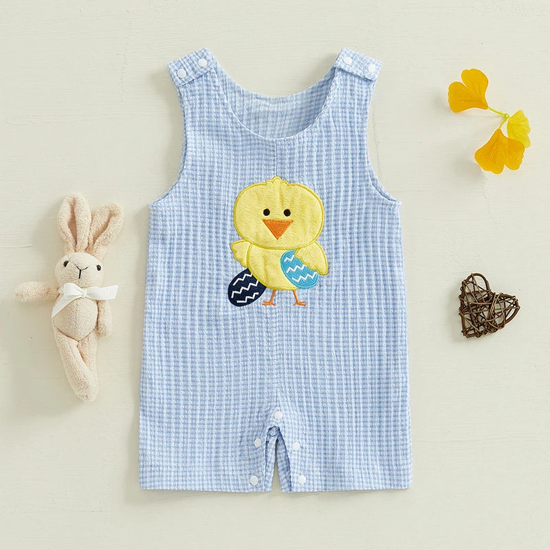 Easter Bunny Print Long Sleeve Infant Romper Toddler Jumpsuit