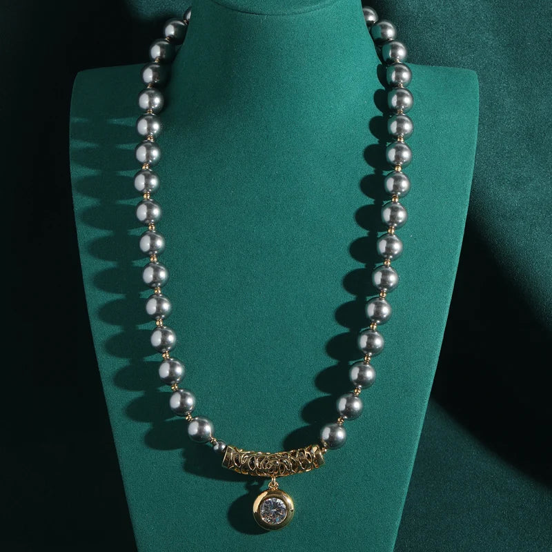Love Green Pearl Necklace Zircon Pendant Designer Jewelry
