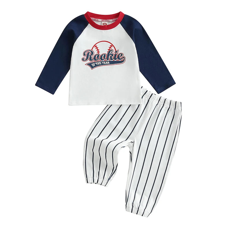 Toddler Boy Birthday Outfit Football Print T-shirt and Pants Set