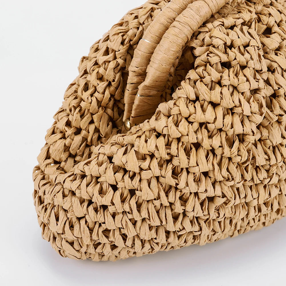 HebeiChic Handmade Straw Woven Crossbody Shoulder Bag For Women