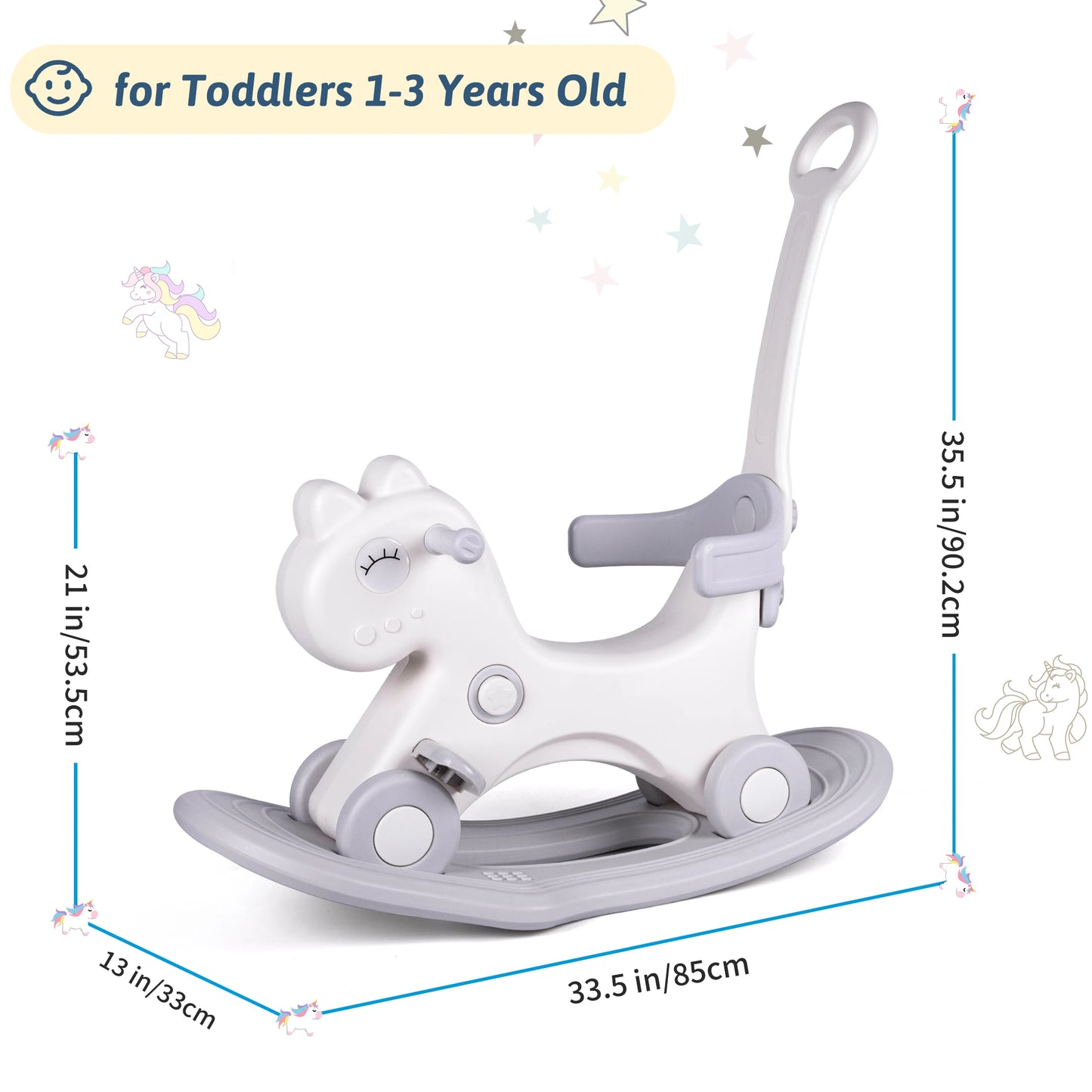 LZDMY Rocking Horse Push Handle Toddler Ride On Toy