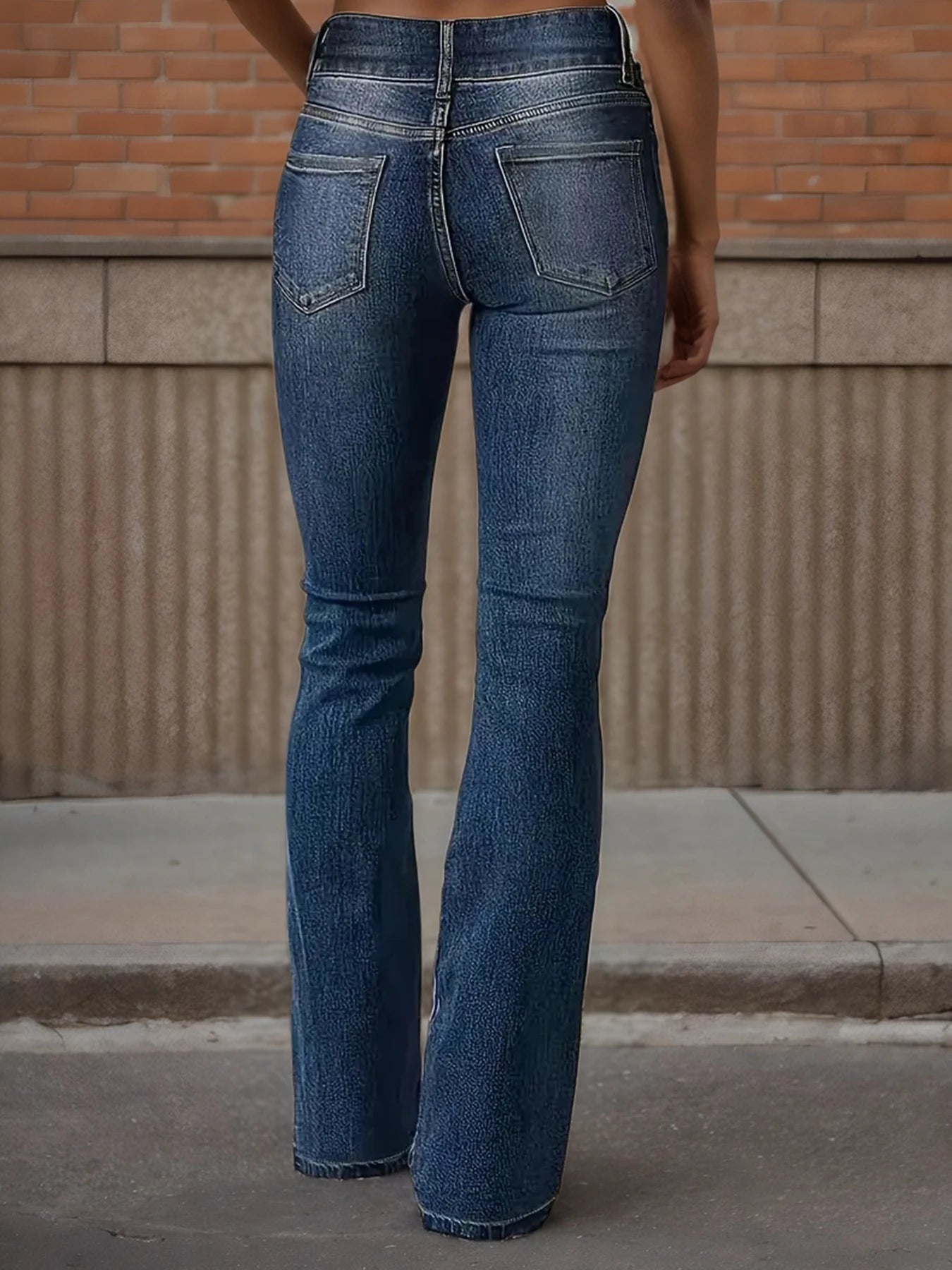 New Women's High Waisted Elastic Flared Jeans, Retro Washed Slim Fit Basic Jeans, Suitable for Daily Wear