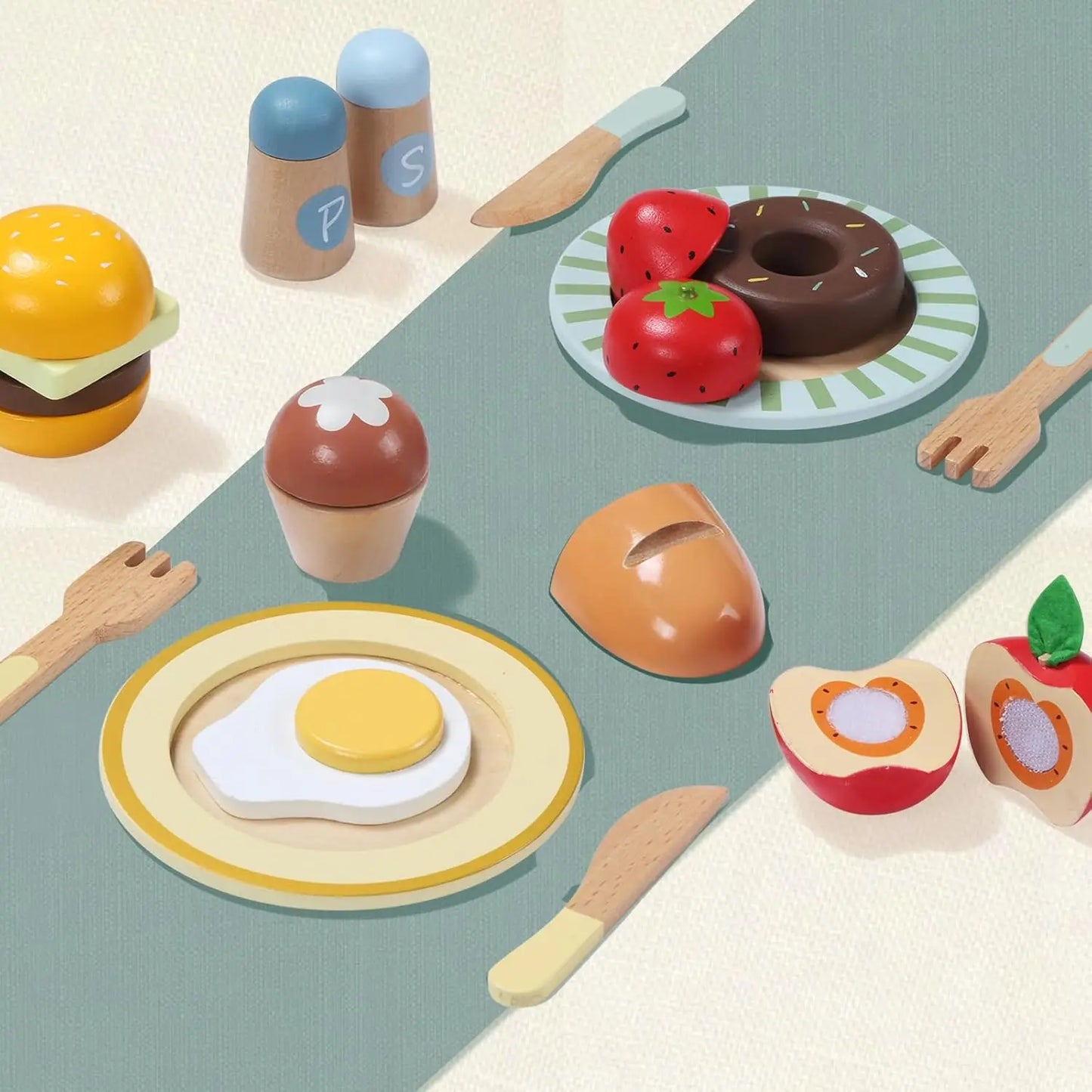 Giant Bean Wooden Play Food Set Pretend Kitchen Toys