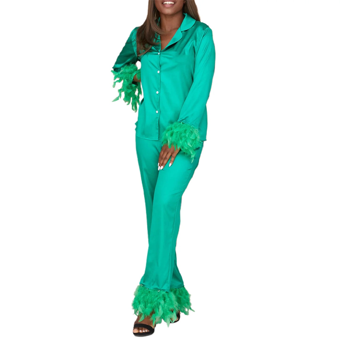Hirigin Women's Holiday Pajama Set with Plaid Shirt