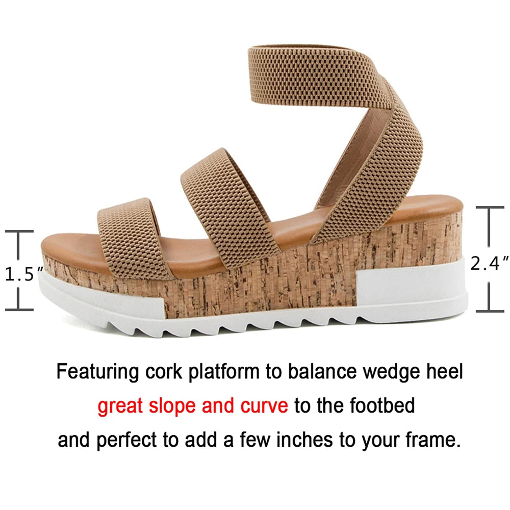 Summer Women's Casual Wedge Sandals with Cork Platform