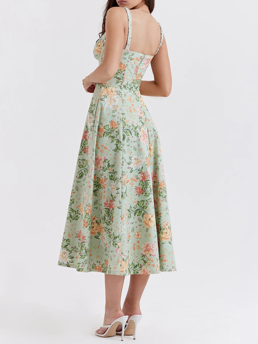 Women Summer Floral Print Backless Midi Dress for Every Occasion