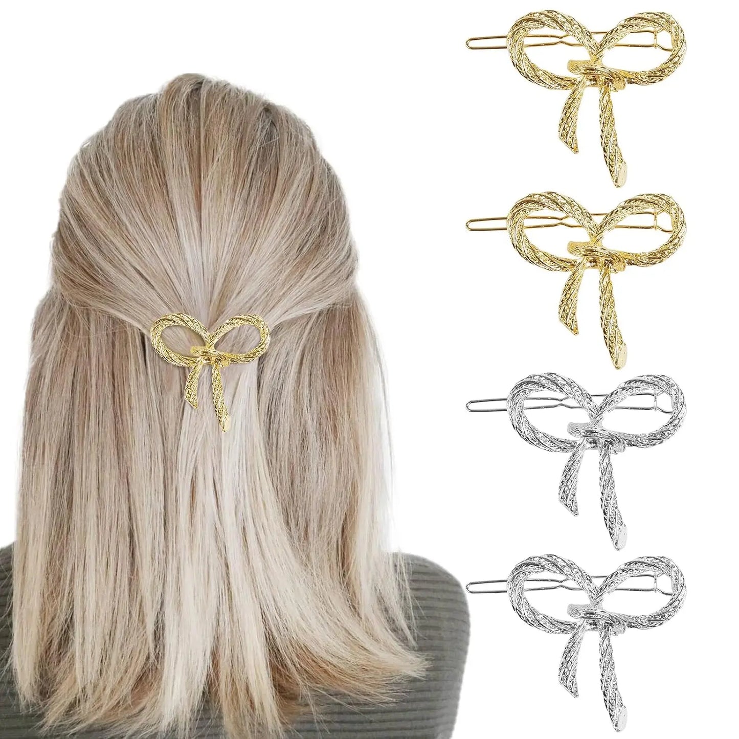 Minimalist Metal Hairpins With Chic Bows Gift For Women