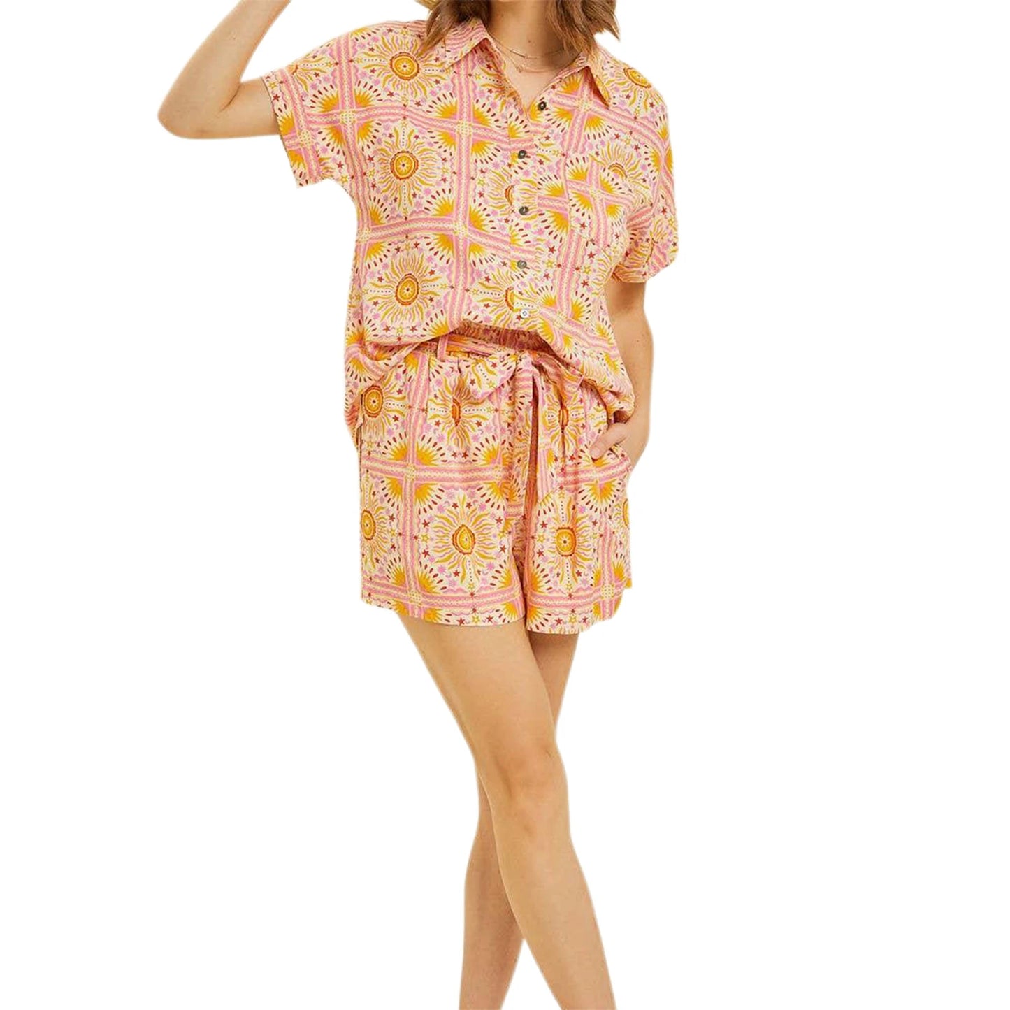 Hirigin Women’s Boho Floral Print Off-Shoulder Set
