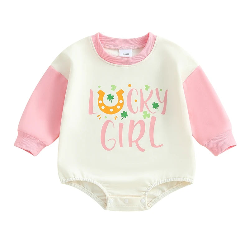 Guangdong Toddler Jumpsuit Clover Print St Patrick Day Romper