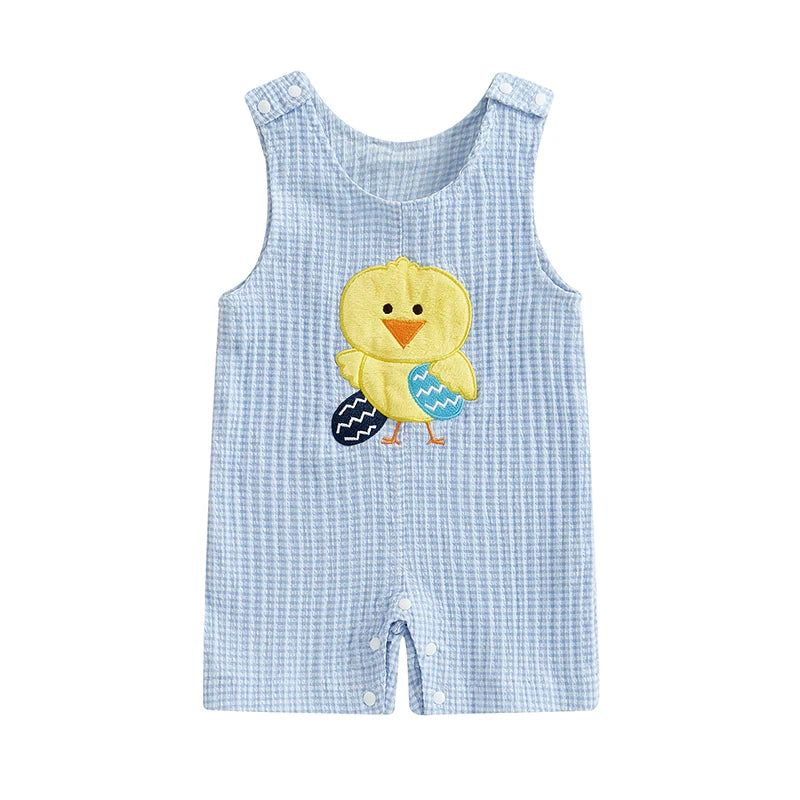 Easter Bunny Print Long Sleeve Infant Romper Toddler Jumpsuit