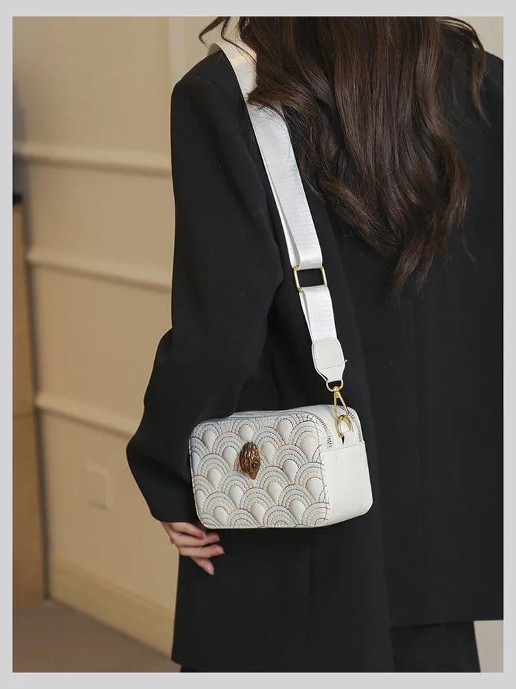 Guangdong Designer Carved Wide Strap Camera Square Crossbody Bag