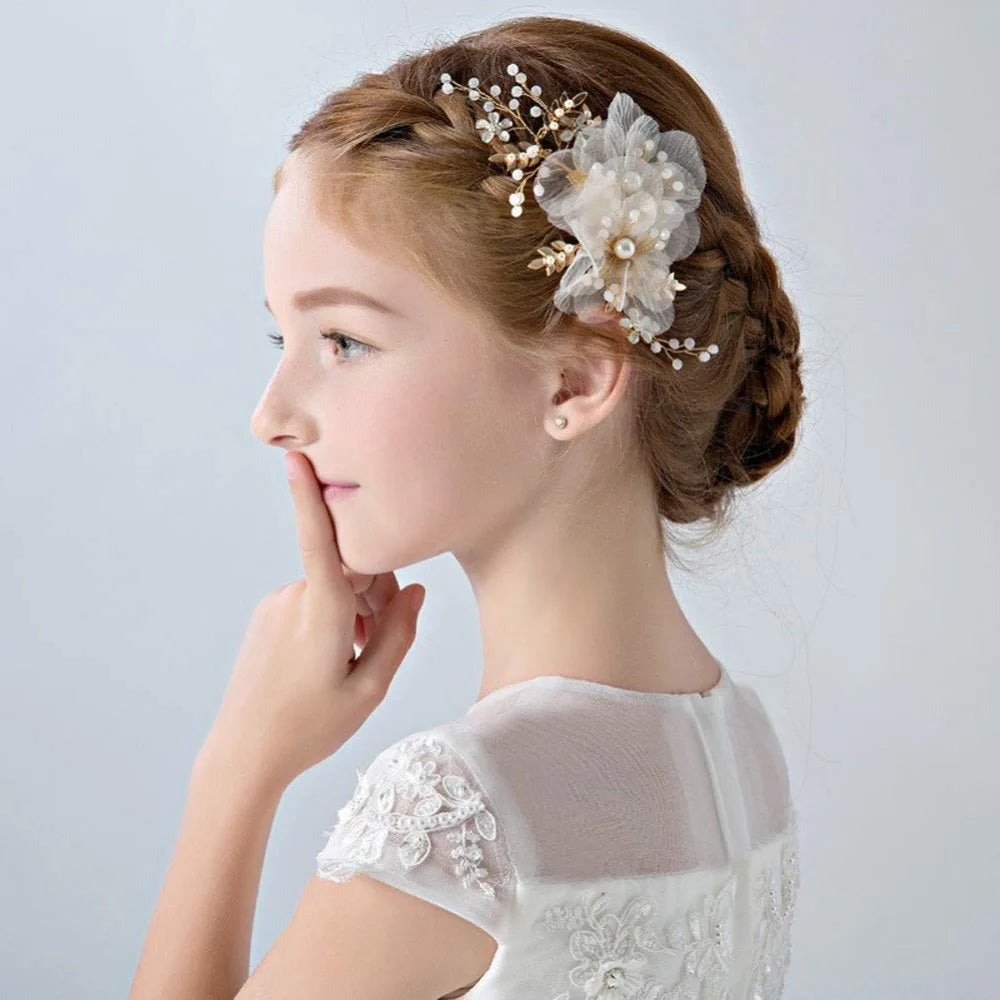 Flower Girl Hair Accessory Pearls Floral Hair Pin