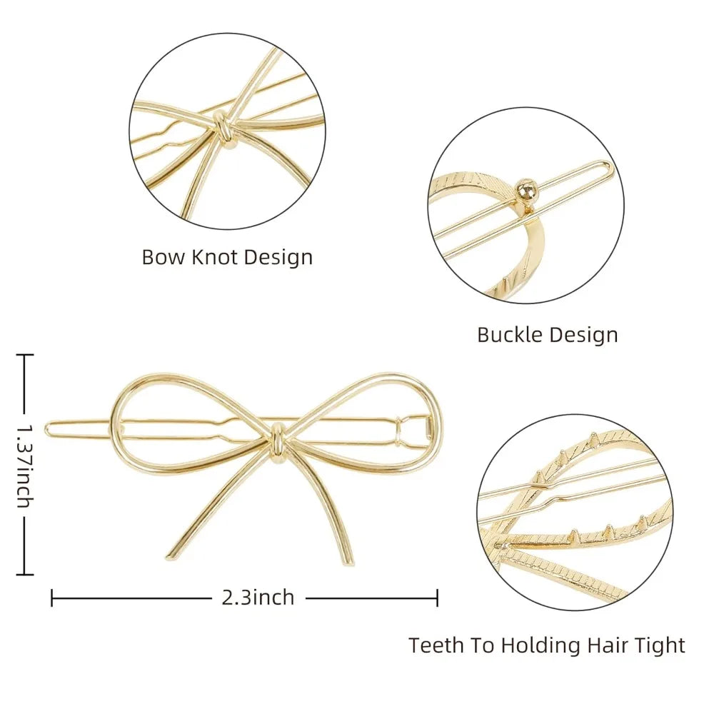 Minimalist Metal Hairpins With Chic Bows Gift For Women