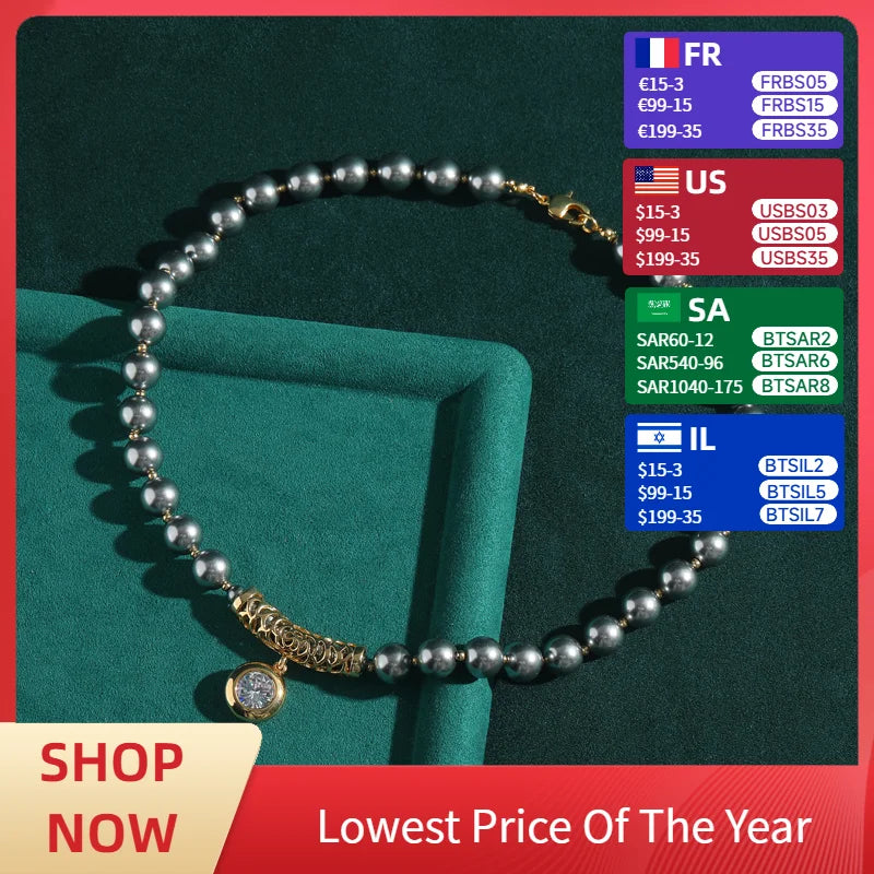 Love Green Pearl Necklace Zircon Pendant Designer Jewelry