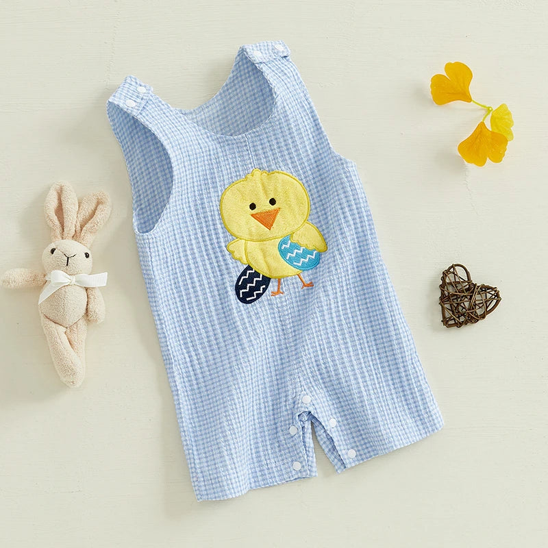 Easter Bunny Print Long Sleeve Infant Romper Toddler Jumpsuit