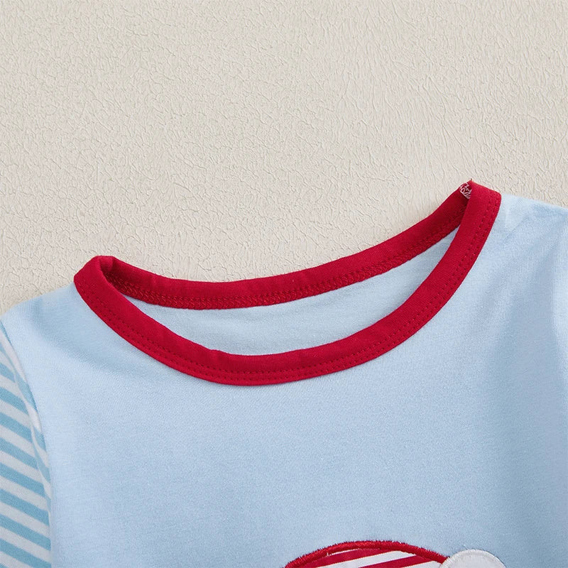 Christmas Toddler Outfit Set with Santa Claus Embroidery