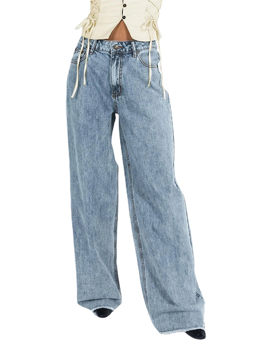 Hirigin Women Wide Leg Jeans Casual Loose Trousers