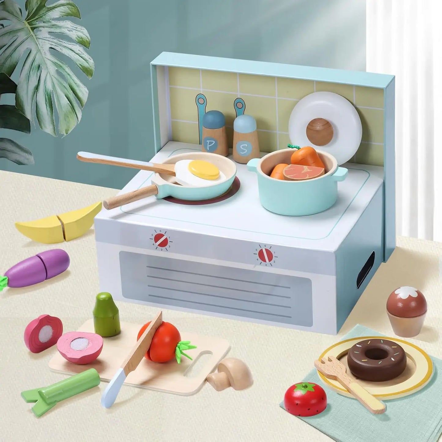 Giant Bean Wooden Play Food Set Pretend Kitchen Toys