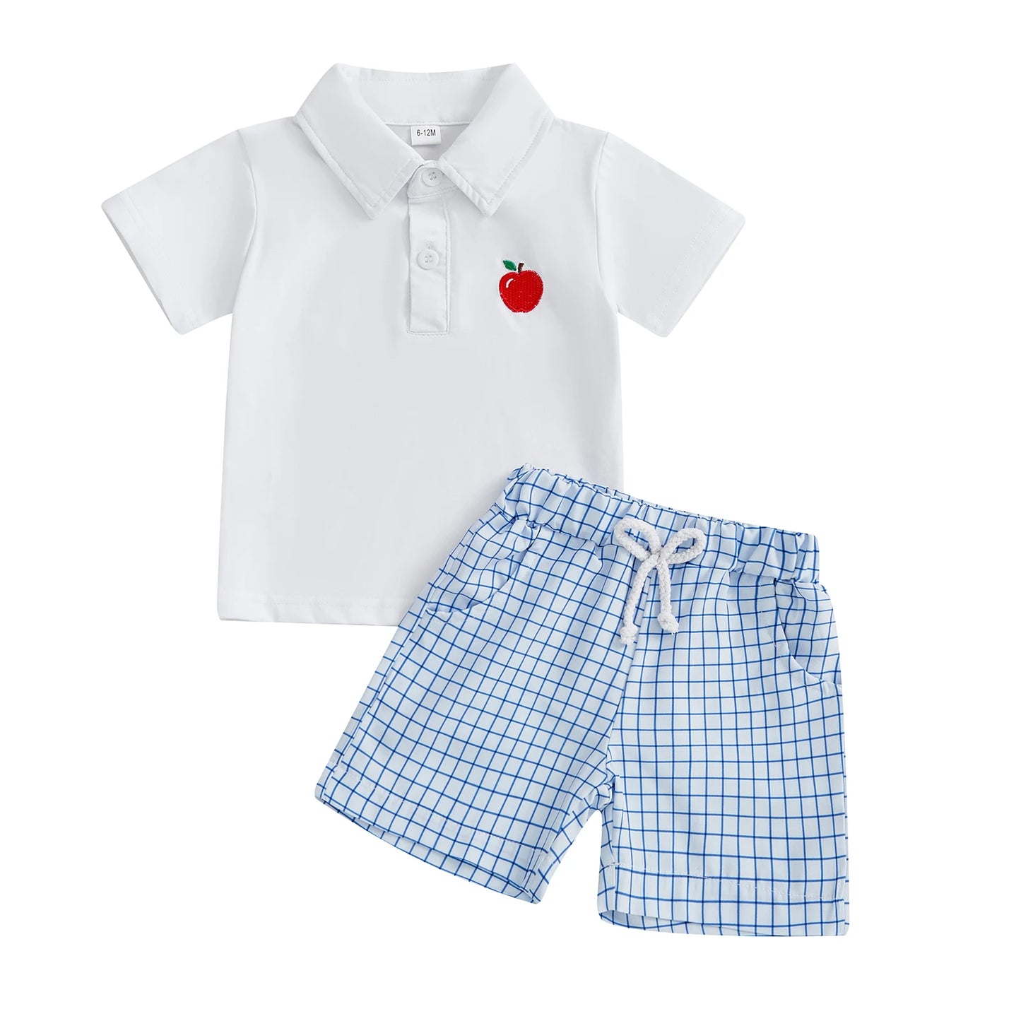 CN Toddler Boy Back To School Outfit Apple Shirt Shorts