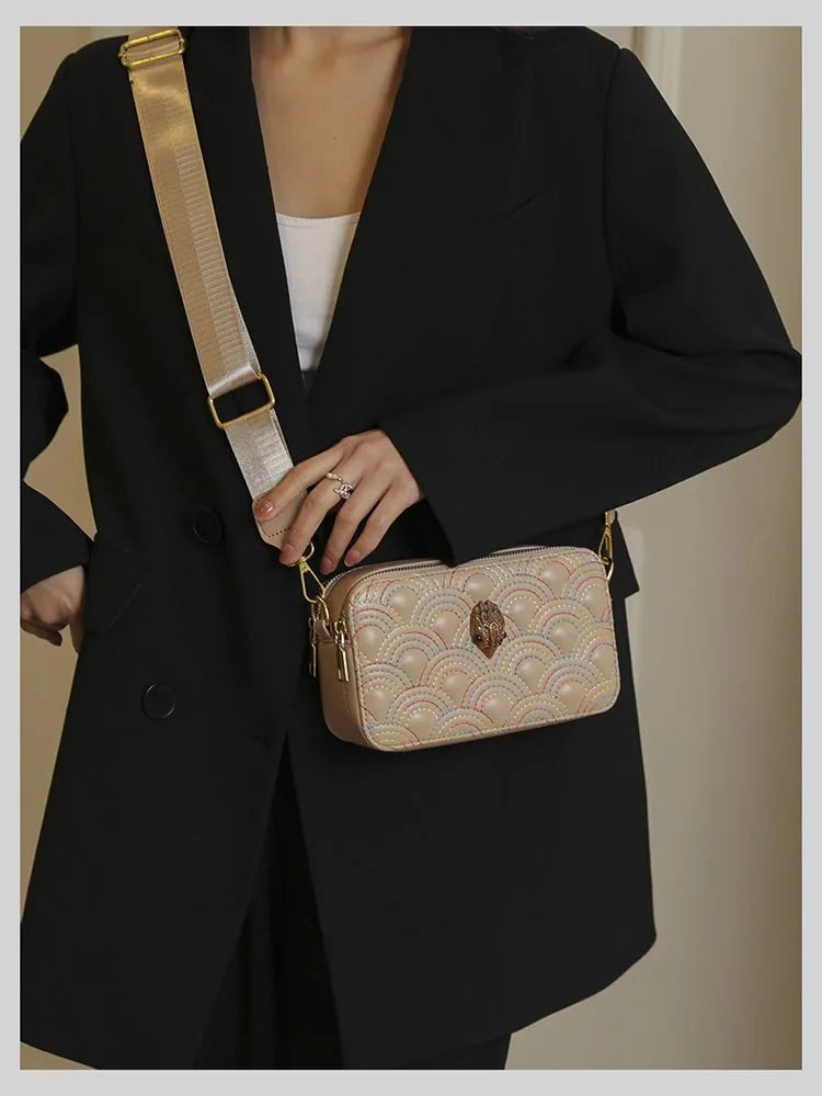 Guangdong Designer Carved Wide Strap Camera Square Crossbody Bag