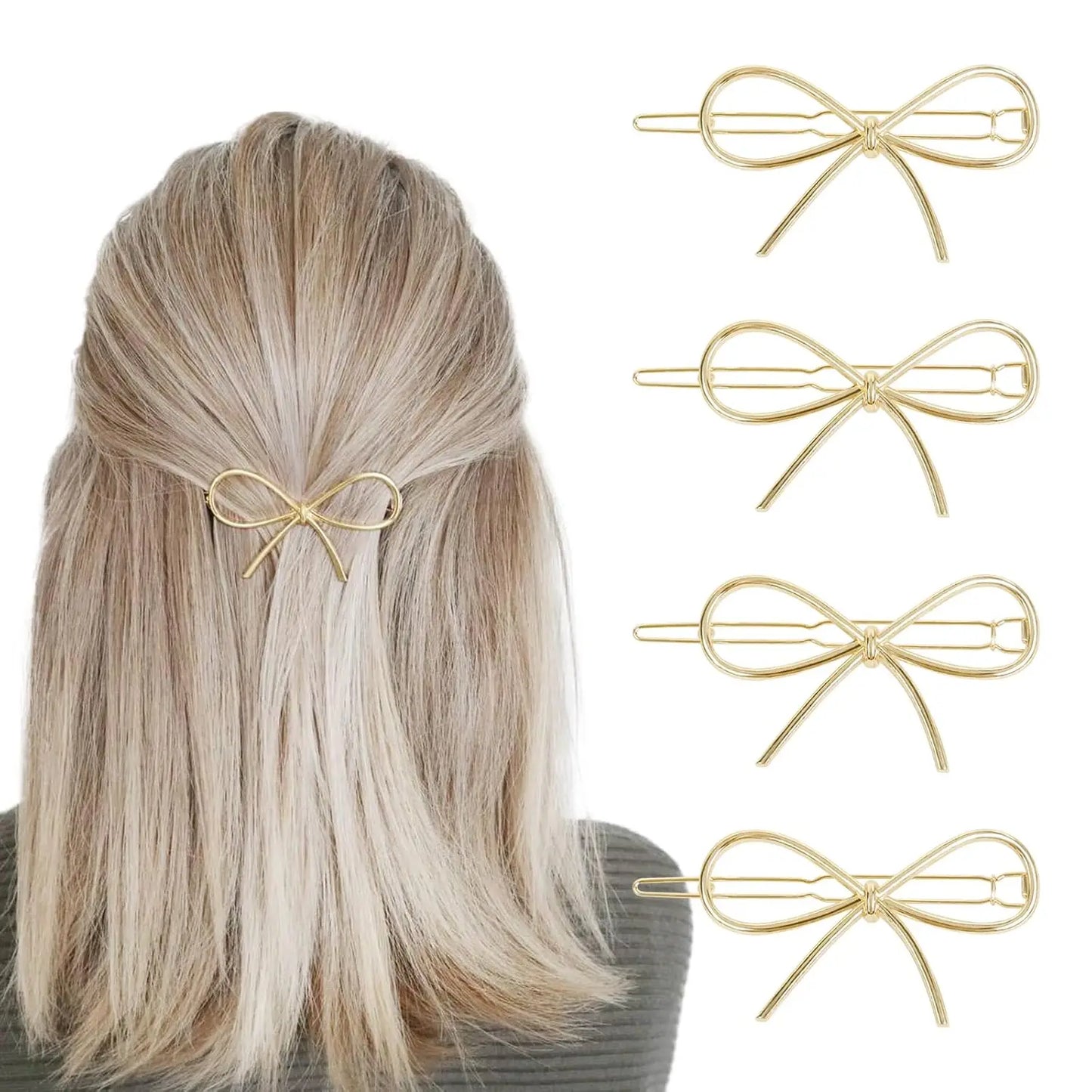 Minimalist Metal Hairpins With Chic Bows Gift For Women