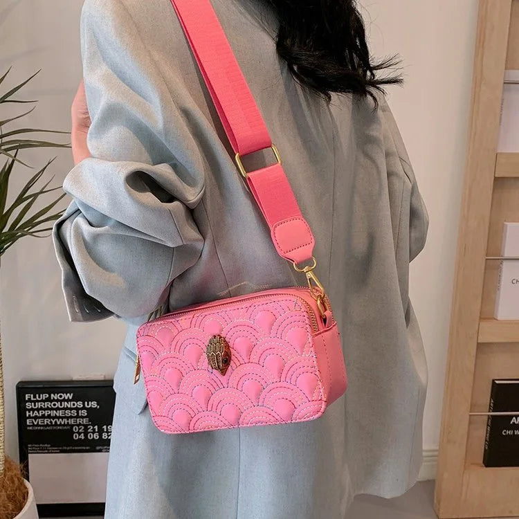 Guangdong Designer Carved Wide Strap Camera Square Crossbody Bag