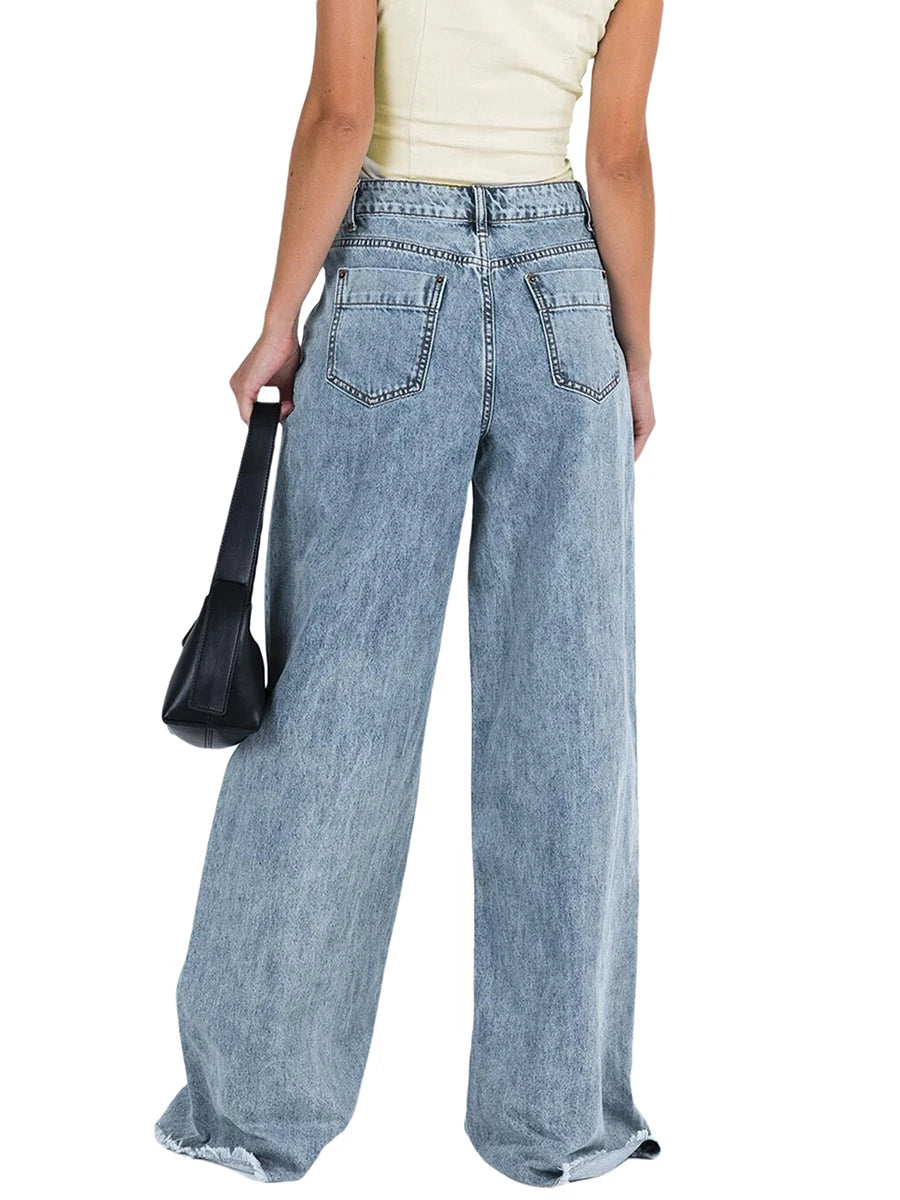Hirigin Women Wide Leg Jeans Casual Loose Trousers