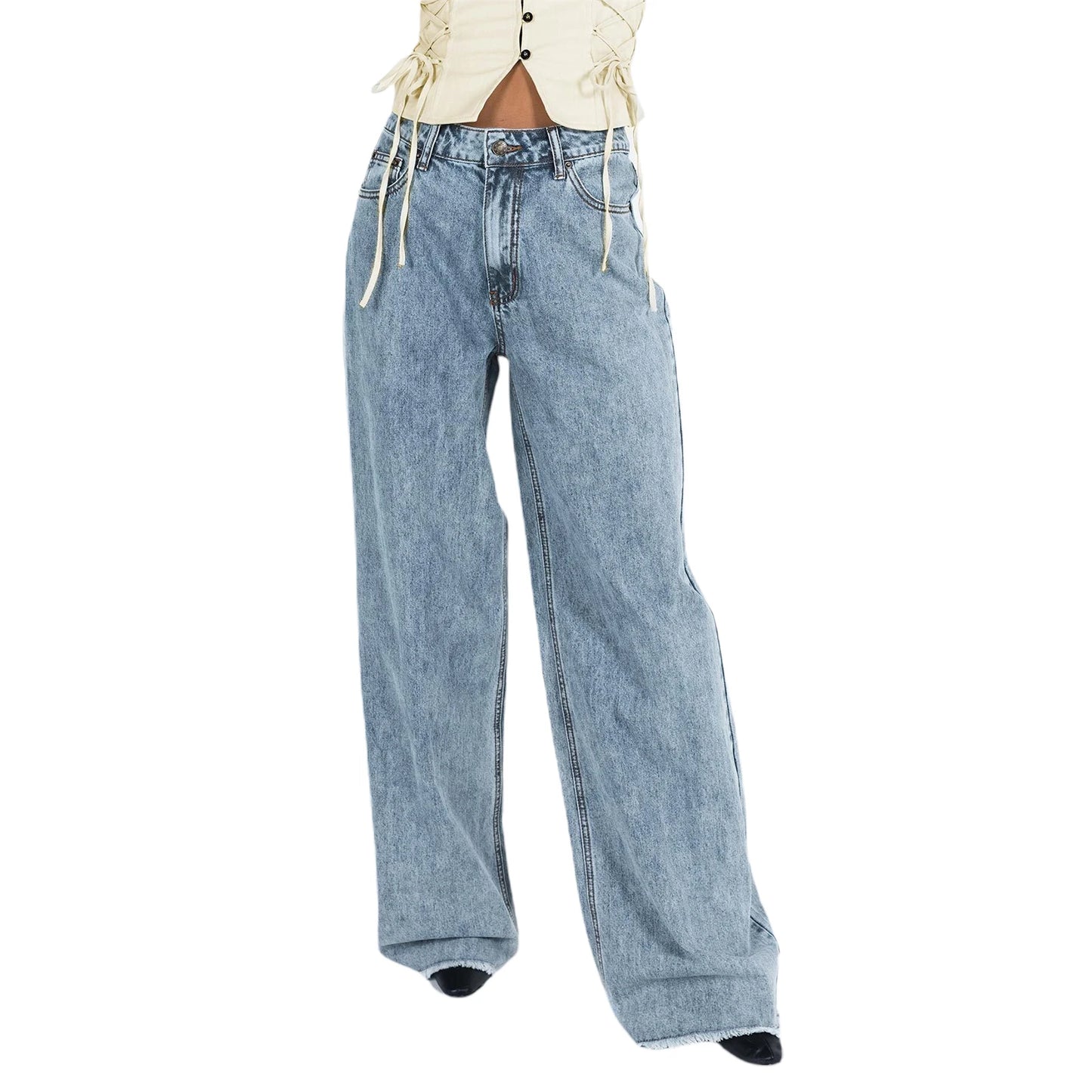 Hirigin Women Wide Leg Jeans Casual Loose Trousers