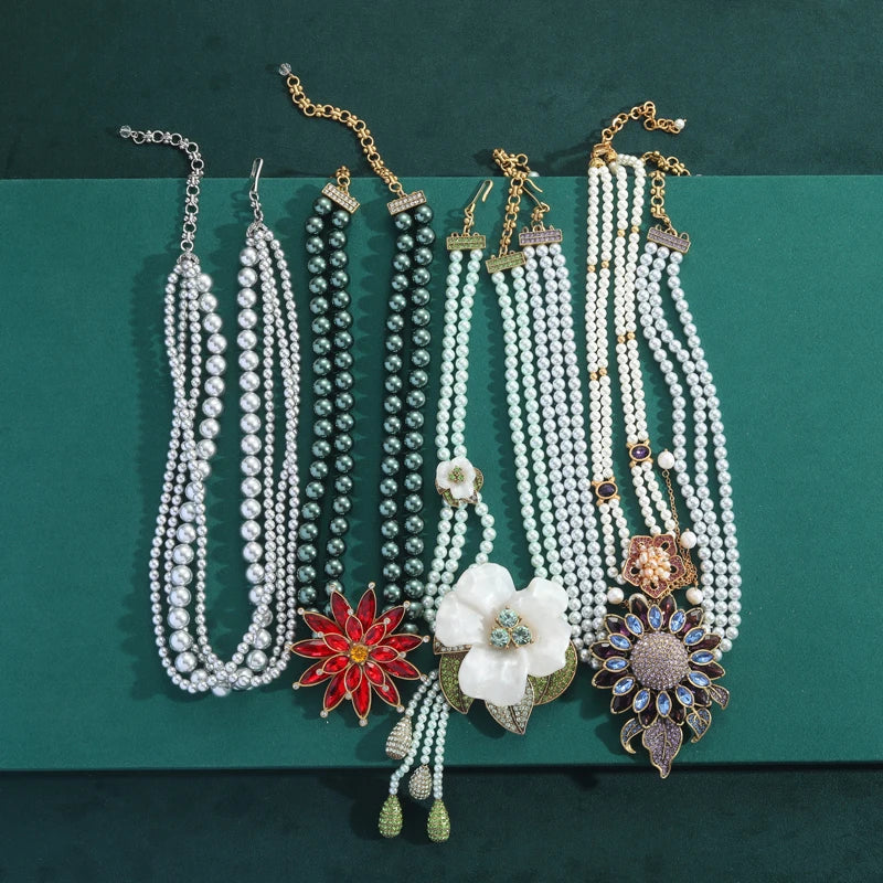 Love Green Pearl Necklace Zircon Pendant Designer Jewelry