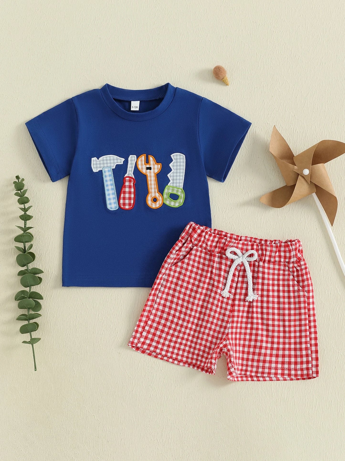 Guangdong CN Baby Boys Summer Outfit Set Animal Embroidery