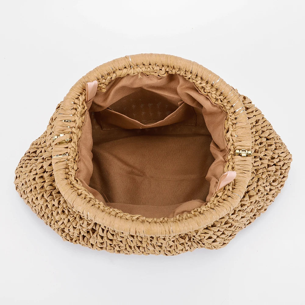 HebeiChic Handmade Straw Woven Crossbody Shoulder Bag For Women
