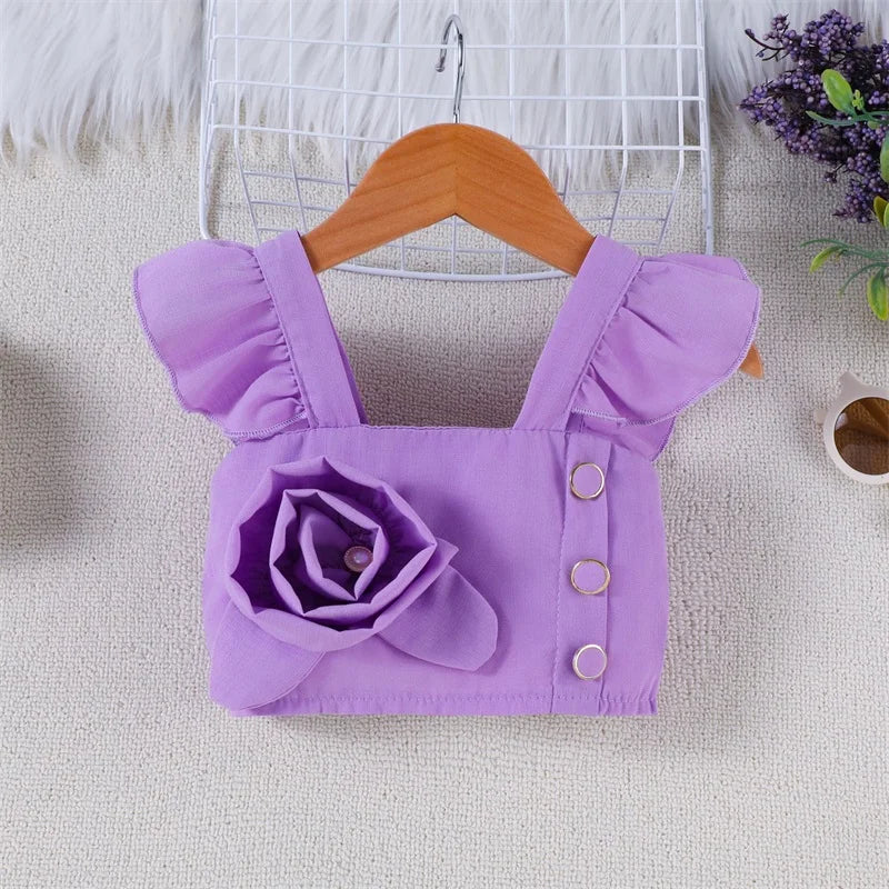 Adorable Baby Girl Summer 2 Piece Floral Top Skirt Set