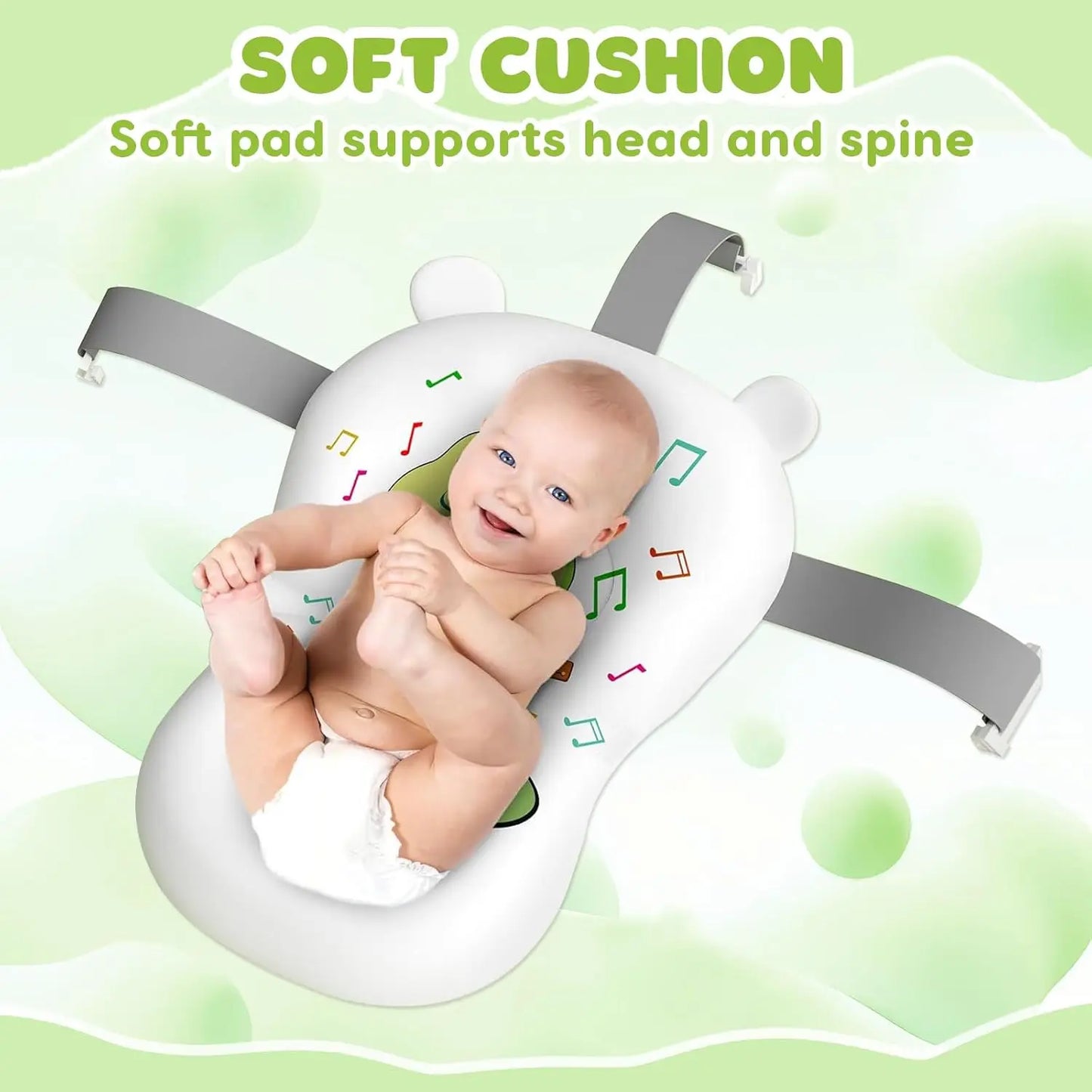 Foldable Baby Bathtub With Cushion Thermometer And Shower Brush