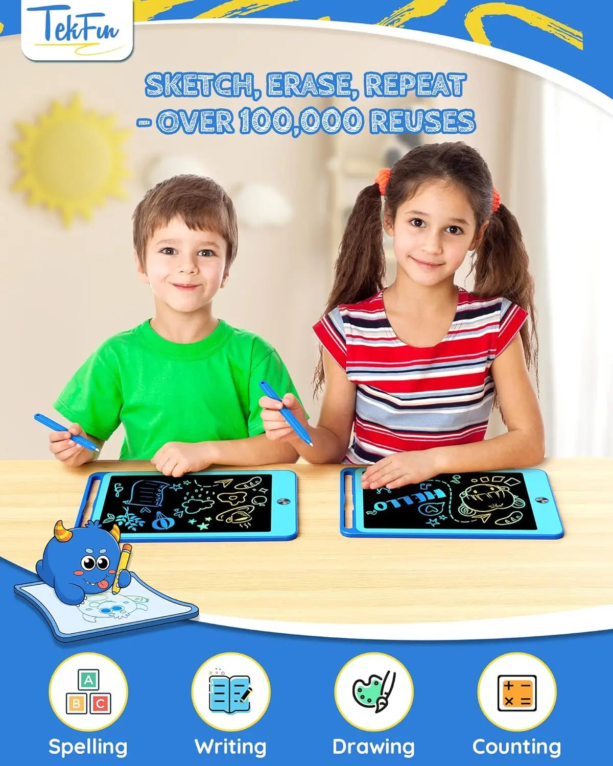 Kikapabi 2 Pack LCD Writing Tablet for Kids