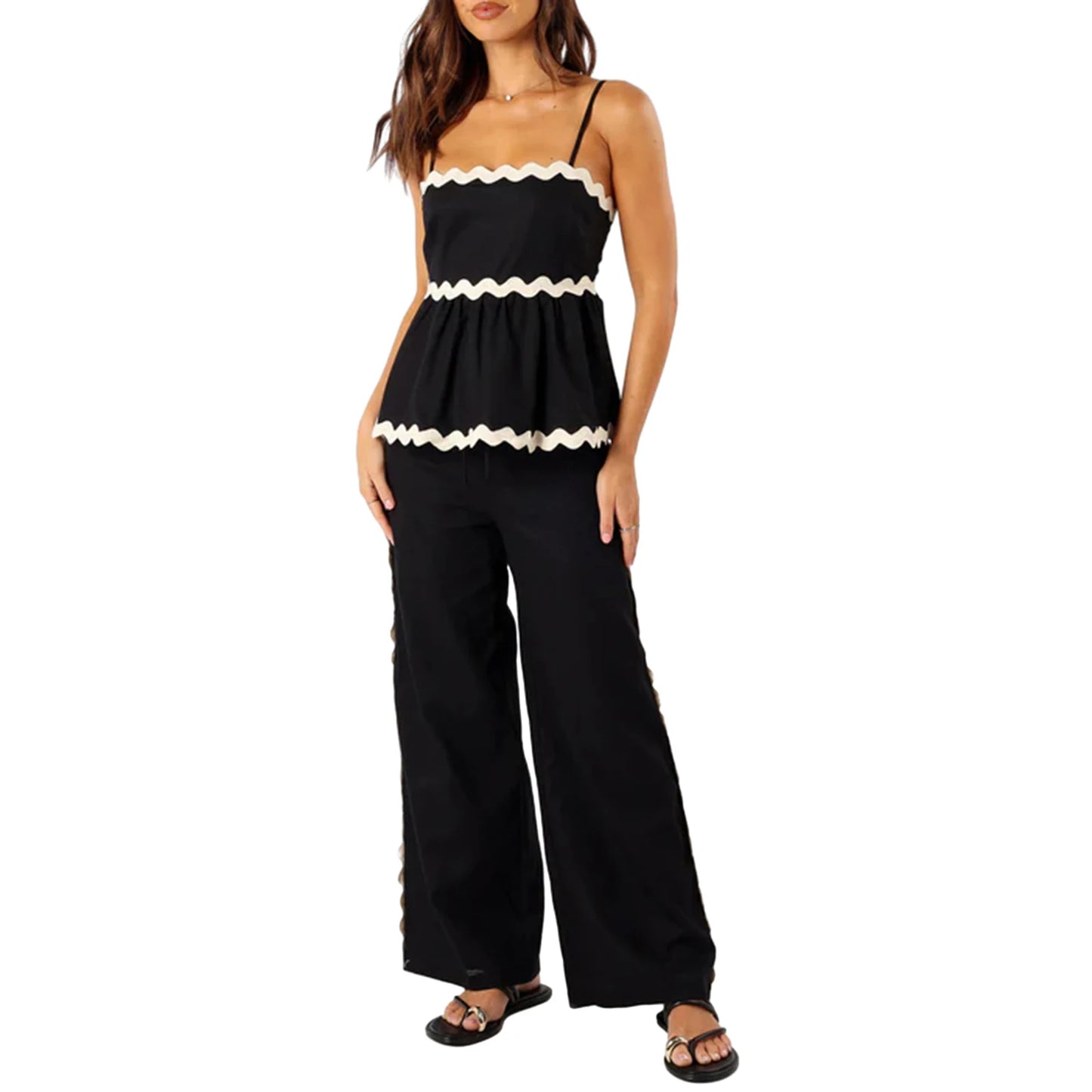 Hirigin Women's Summer 2 Piece Ruffled Crop Top Set