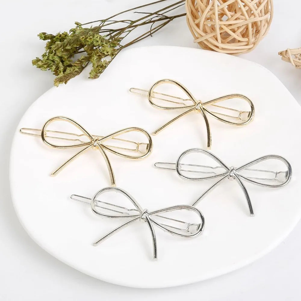 Minimalist Metal Hairpins With Chic Bows Gift For Women