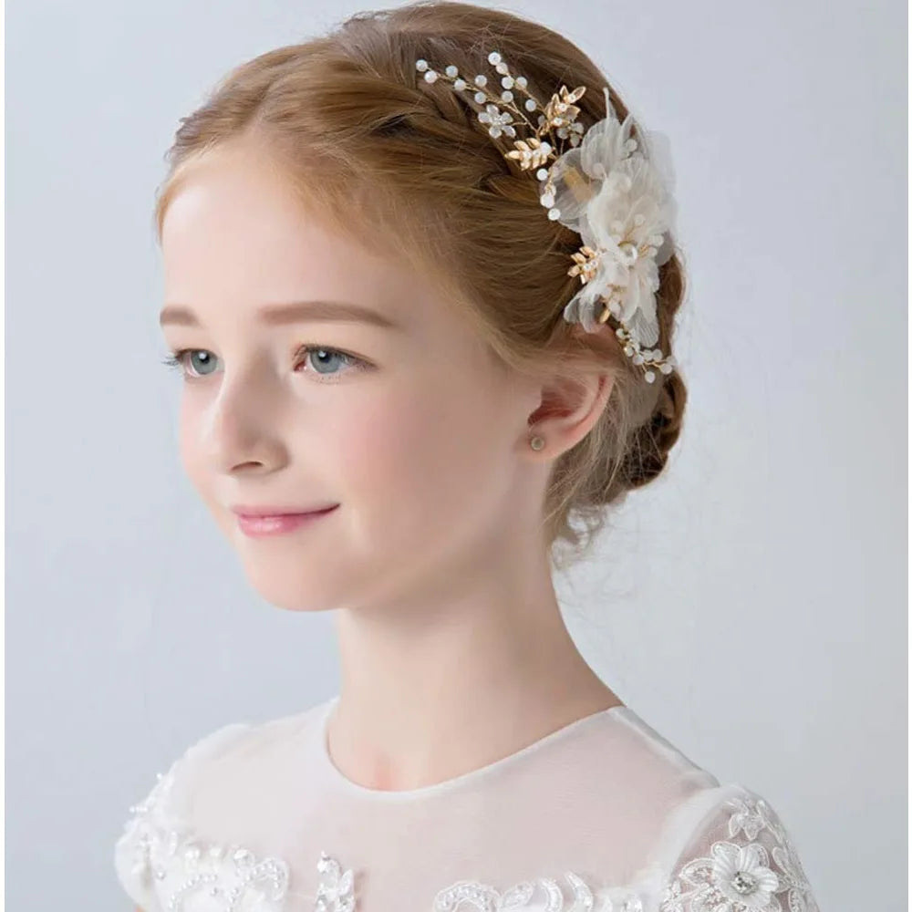 Flower Girl Hair Accessory Pearls Floral Hair Pin