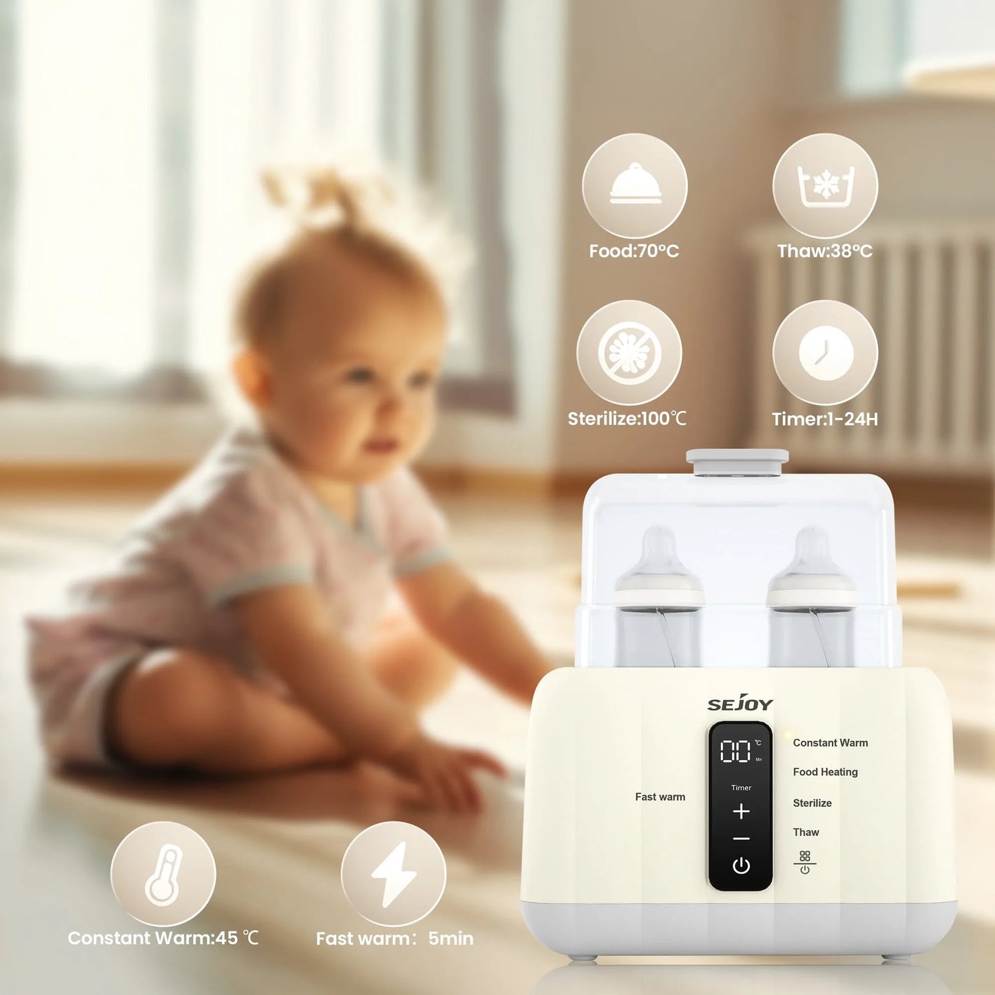 Hign Concerned 6 In 1 Baby Bottle Warmer Steam Sterilizer