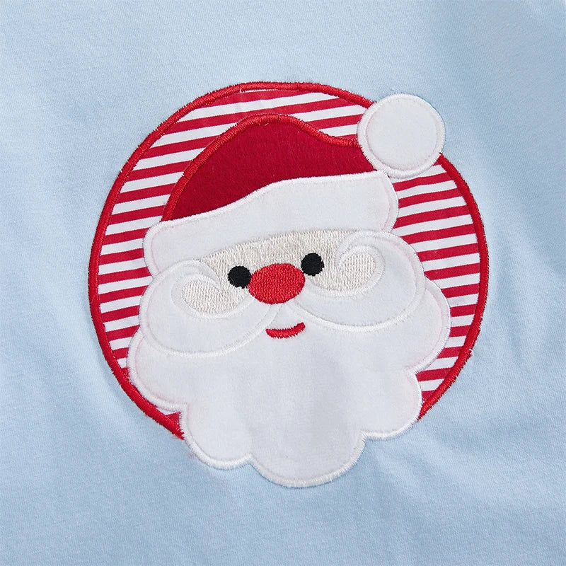 Christmas Toddler Outfit Set with Santa Claus Embroidery