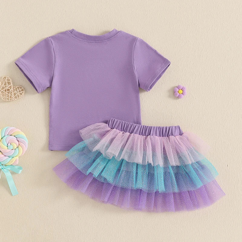 Pudcoco Toddler Girls Birthday Outfit Tutu Skirt Set