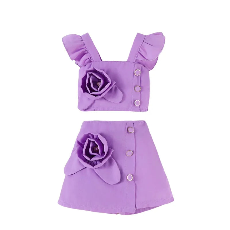 Adorable Baby Girl Summer 2 Piece Floral Top Skirt Set