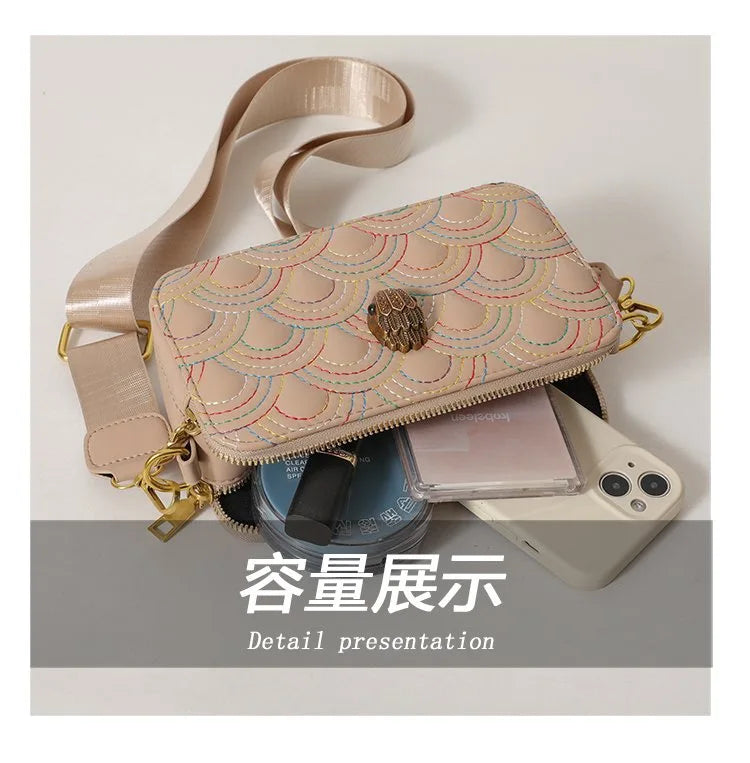 Guangdong Designer Carved Wide Strap Camera Square Crossbody Bag