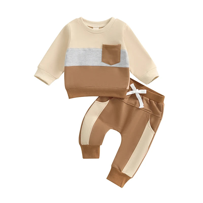 Pudcoco Toddler Boy Hooded Sweatshirt and Jogger Pants Set