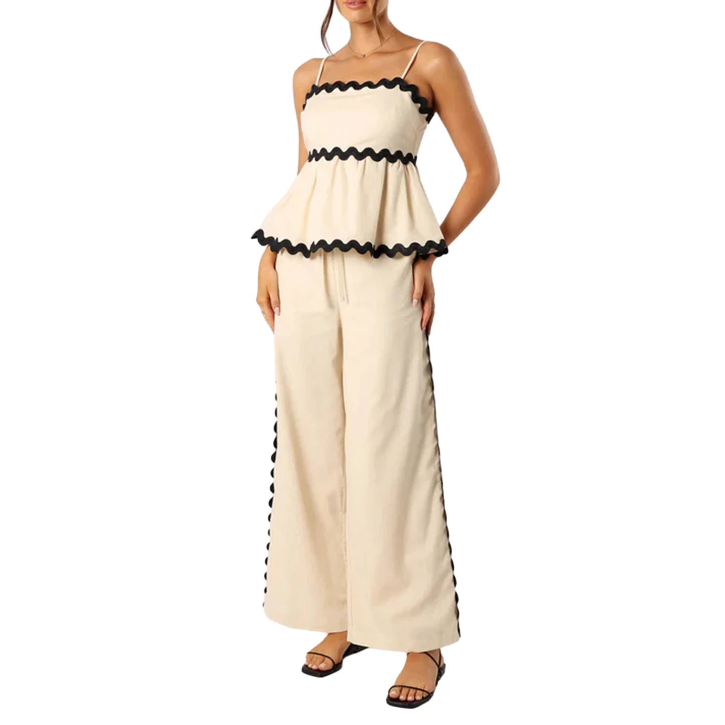 Hirigin Women's Summer 2 Piece Ruffled Crop Top Set