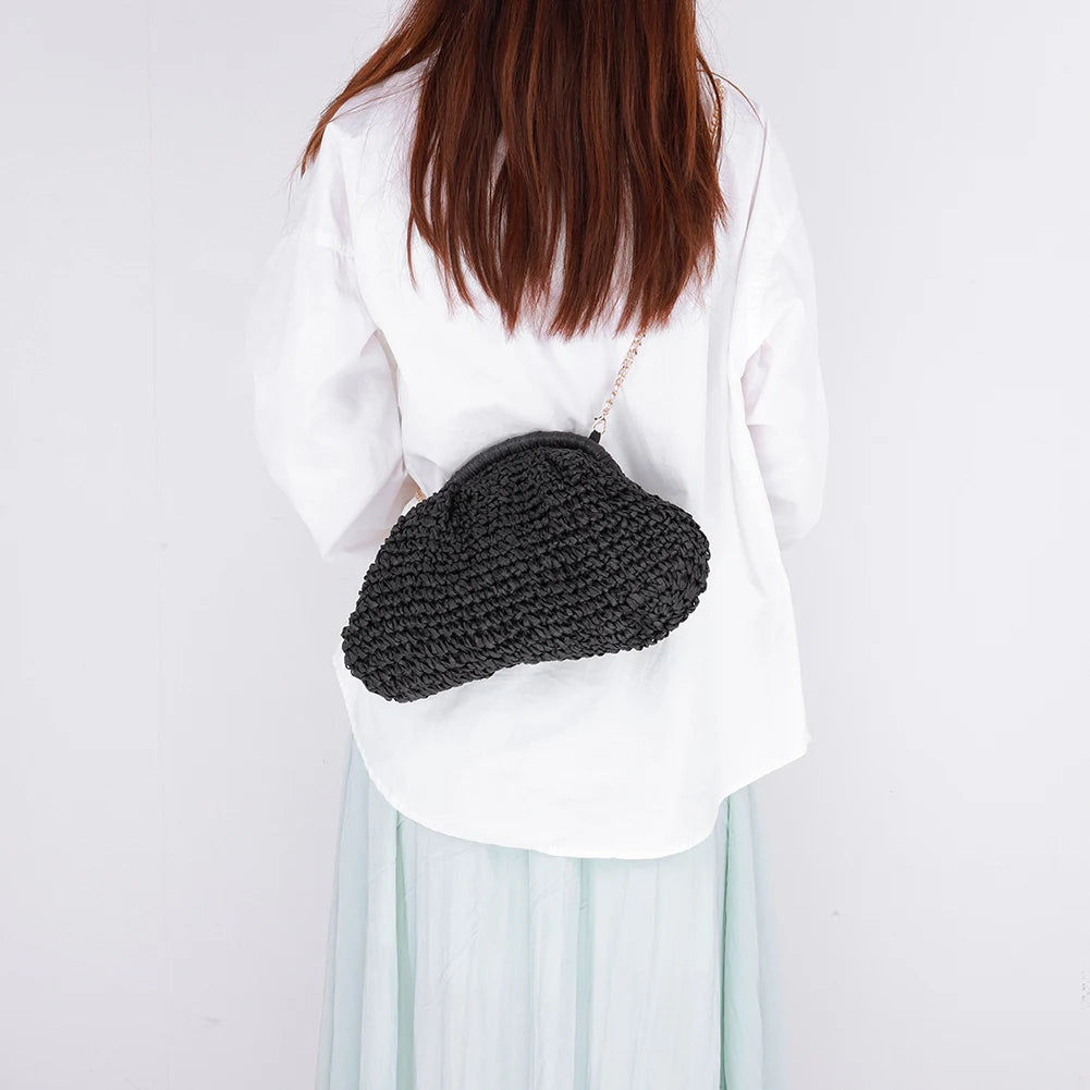 HebeiChic Handmade Straw Woven Crossbody Shoulder Bag For Women