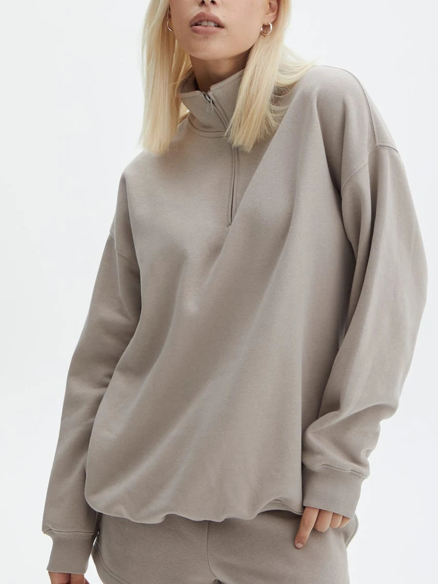 Women's Zipped Sweatshirt and Shorts Activewear Fall Outfit Set