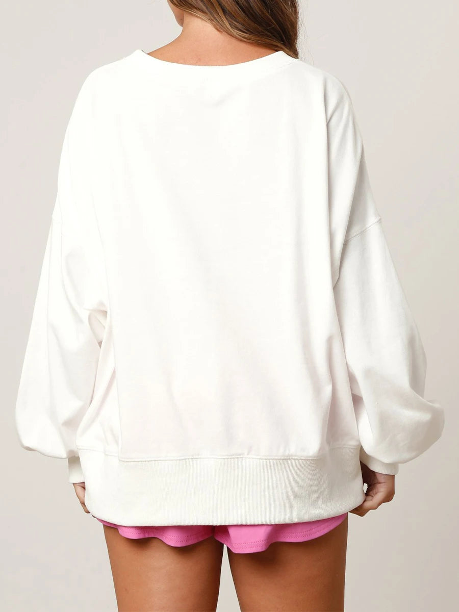 Hirigin Women's Loose Valentine Sweatshirt with Horseshoe Print