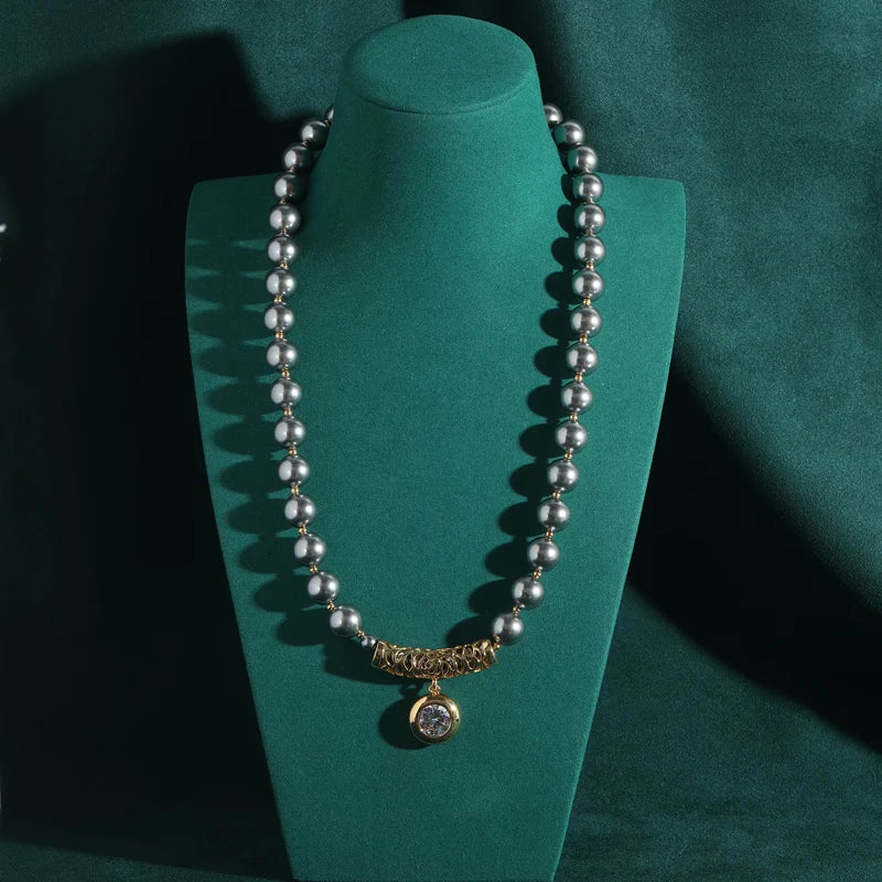 Love Green Pearl Necklace Zircon Pendant Designer Jewelry