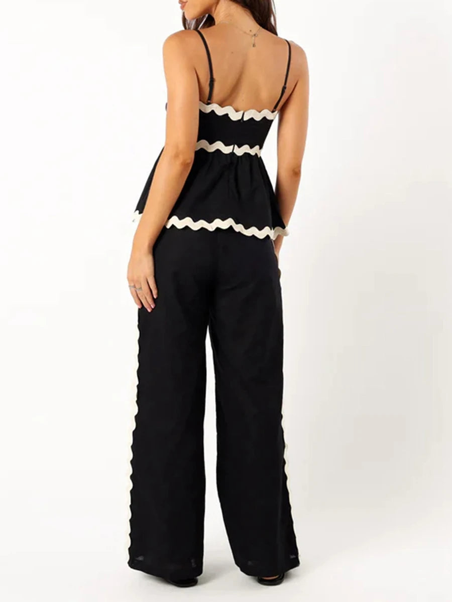 Hirigin Women's Summer 2 Piece Ruffled Crop Top Set