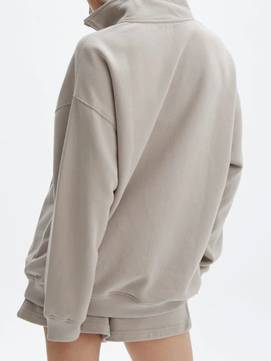 Women's Zipped Sweatshirt and Shorts Activewear Fall Outfit Set
